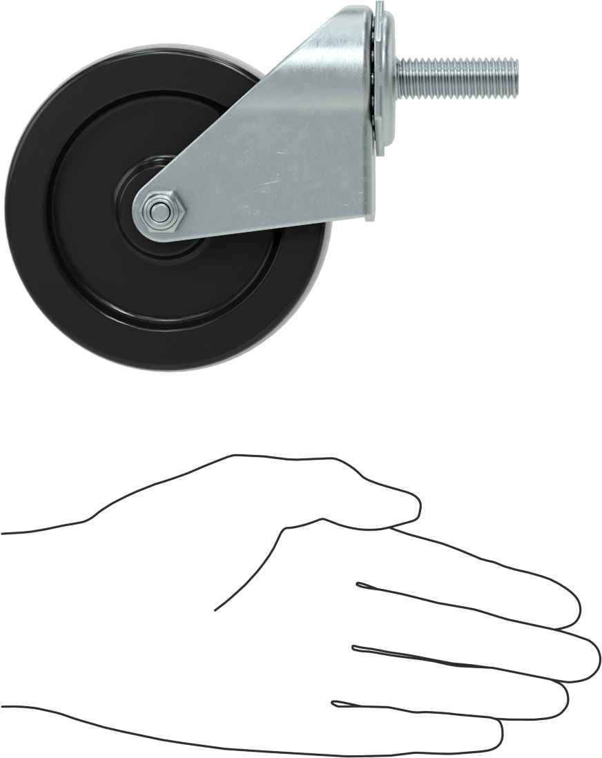 Statik Kontrol Döner Tekerlek, Frenli, 1/2“-13 Dişli Mil ve 4” Çaplı Kauçuk Tekerlek