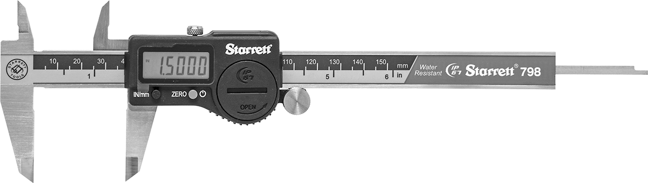 Soğutma Sıvısına Dayanıklı Starrett Dijital Kaliper, SPC Veri Çıkışı ile, Model Numarası 798B-6/150