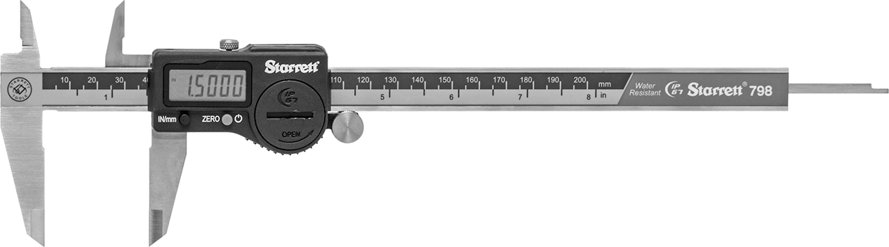 Soğutma Sıvısına Dayanıklı Starrett Dijital Kaliper, SPC Veri Çıkışı ile, Model Numarası 798B-8/200