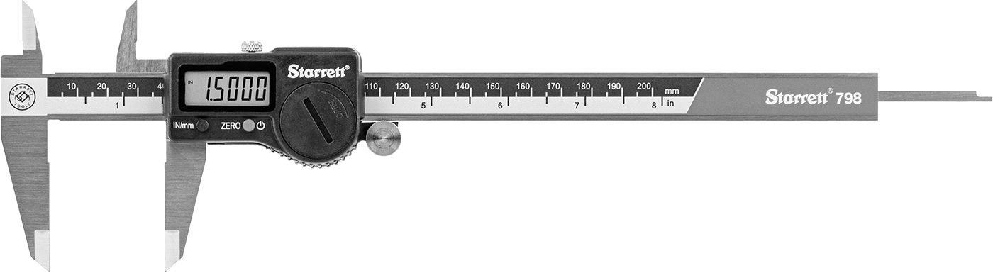 Soğutma Sıvısına Dayanıklı Starrett Dijital Kaliper, NIST Sertifikalı, Model Numarası 798A-8/200