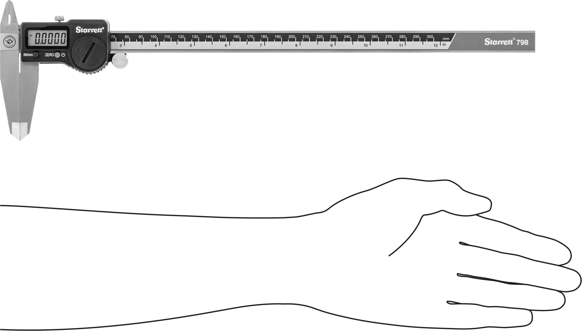 Soğutma Sıvısına Dayanıklı Starrett Dijital Kaliper, NIST Sertifikalı, Model Numarası 798A-12/300