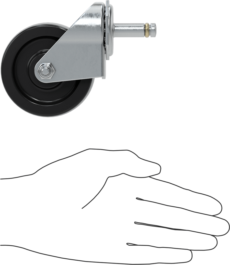 Tutuş Halkalı Sürtünmeli Tutuşlu Saplı Tekerlek, 3“ Çaplı 75A Kauçuk Tekerlekli ve 1-3/8” Uzunlukta Saplı Döner