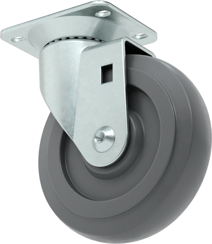 Cart-King Tekerlek, 5" Çaplı Tread-on-Core 75A Kauçuk Tekerlekli Döner Tekerlek