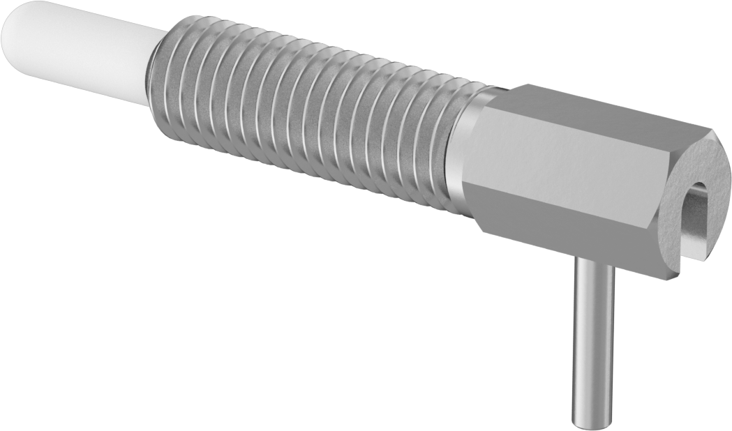 Asetal Burunlu Geri Çekilebilir Yaylı Piston, Bükümlü Kilitli L-Kolu, 5/8"-11 Diş