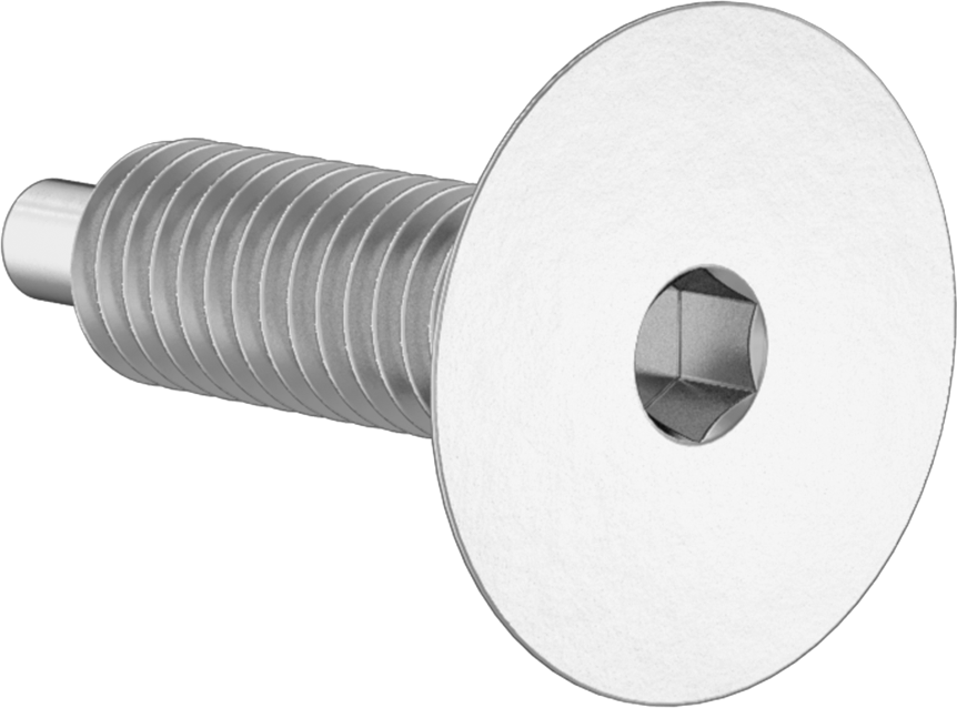 Düğme Tutamaklı Geri Çekilebilir Yaylı Piston, Düşük Profilli, 18-8 Paslanmaz Çelik, 3/8"-16 Diş