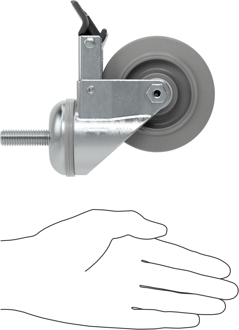 Tam Kilitli Dişli Saplı Tekerlek, 1/2"-13 Diş, 3-1/2" Çaplı 80A Lastik Tekerlek, Kovan Yatağı