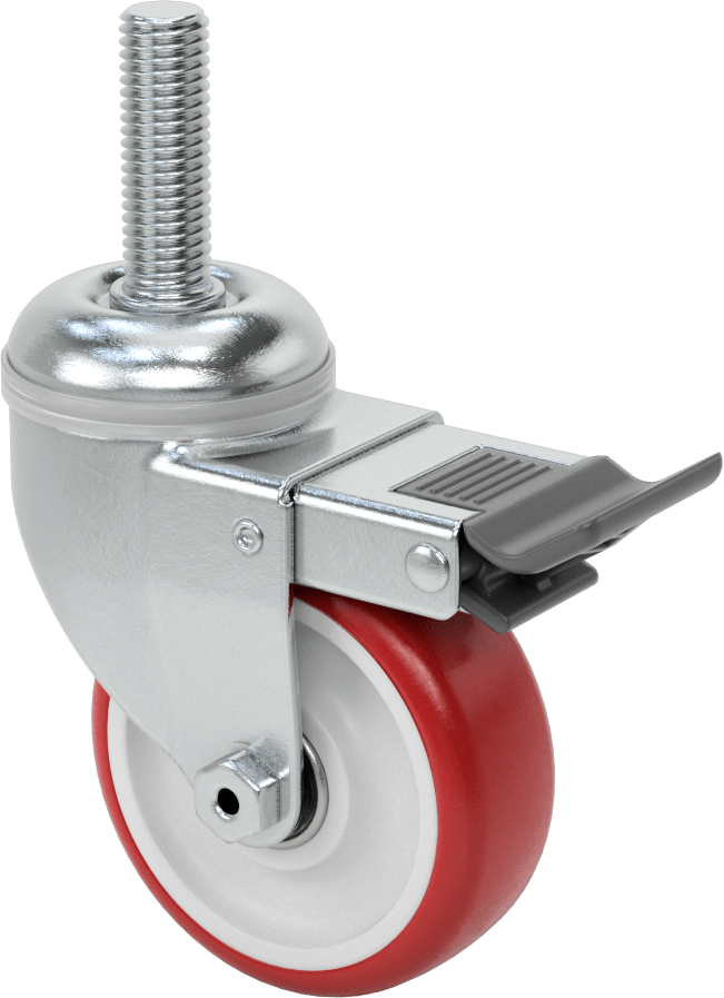 Tam Kilitli Dişli Saplı Tekerlek, 5/8“-11 Dişli, 3-1/2” Çapında Poliüretan Tekerlek