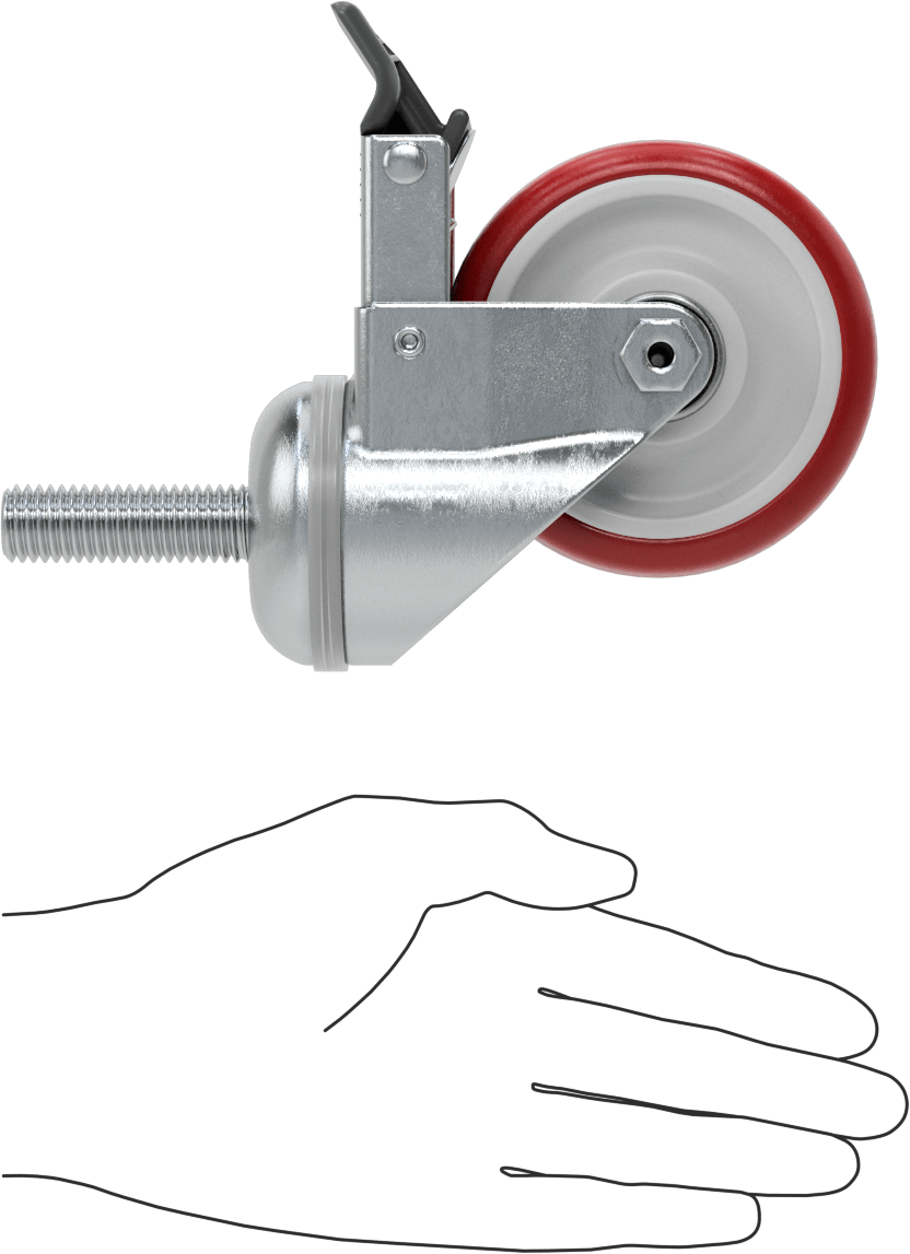 Tam Kilitli Dişli Saplı Tekerlek, 5/8“-11 Dişli, 3-1/2” Çapında Poliüretan Tekerlek