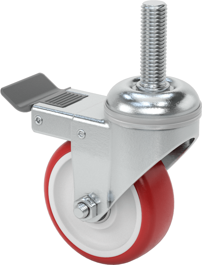 Tam Kilitli Dişli Saplı Tekerlek, 5/8“-11 Dişli, 3-1/2” Çapında Poliüretan Tekerlek