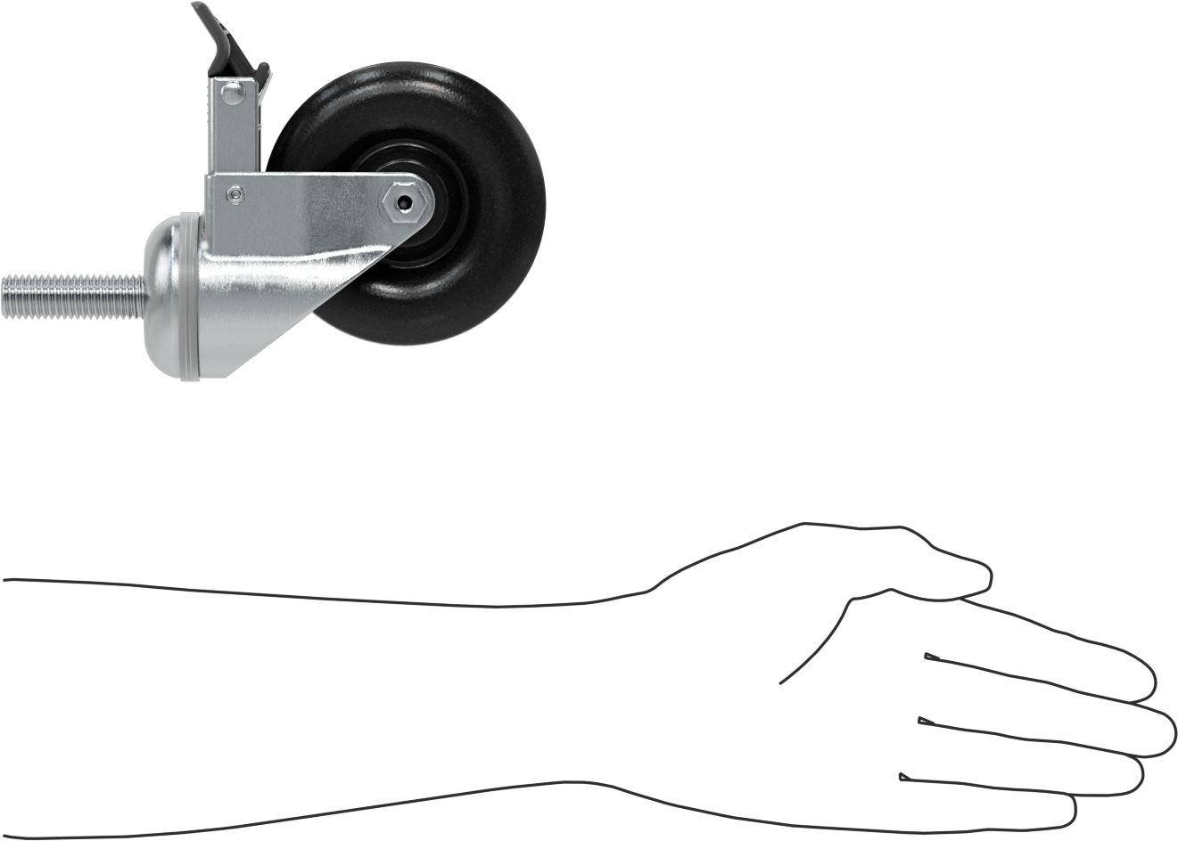 Tam Kilitli Dişli Saplı Tekerlek, 5/8“-11 Dişli ve 4” Çapında Polipropilen Tekerlek