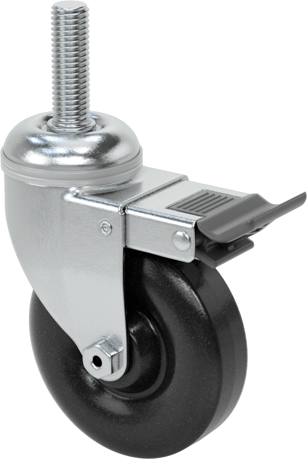 Tam Kilitli Dişli Saplı Tekerlek, 5/8“-11 Dişli ve 4” Çapında Polipropilen Tekerlek