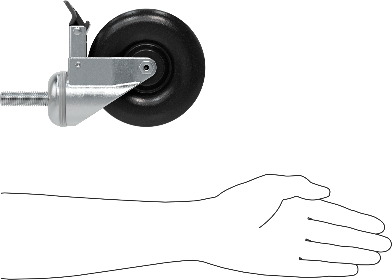 Tam Kilitli Dişli Saplı Tekerlek, 5/8“-11 Diş ve 5” Çaplı Polipropilen Tekerlek