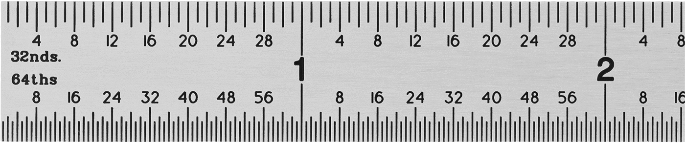 Korozyona Dayanıklı Paslanmaz Çelik Cetvel, 12" Uzunluk, 15/32" Genişlikli Ön ve Arka İnç Ölçü İşaretleri