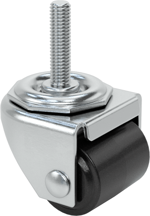 Dişli Saplı Döner Tekerlek, 3/8"-16, 1-7/16" Çaplı Polipropilen Tekerlek, 1-1/2" Uzunluk