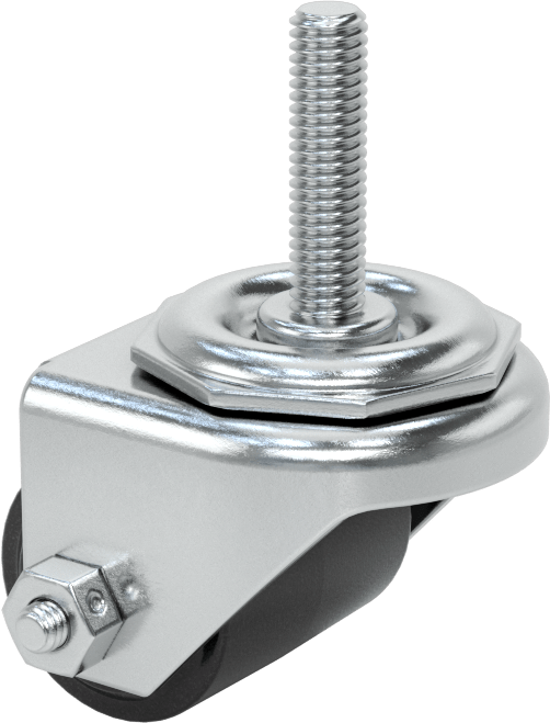 Dişli Saplı Döner Tekerlek, 3/8"-16, 1-7/16" Çaplı Polipropilen Tekerlek, 1-1/2" Uzunluk
