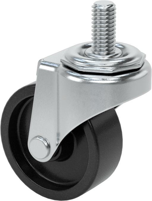 Dişli Saplı Döner Tekerlek, Düşük Profil, 3/8"-16 Diş, 2" Çaplı Polipropilen Tekerlek, 3/4" Uzunluk