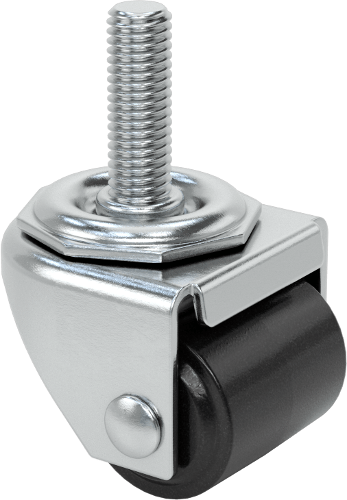 Dişli Saplı Döner Tekerlek, Düşük Profil, 1/2"-13, 1-7/16" Çaplı Polipropilen Tekerlek, 1,5" Uzunluk