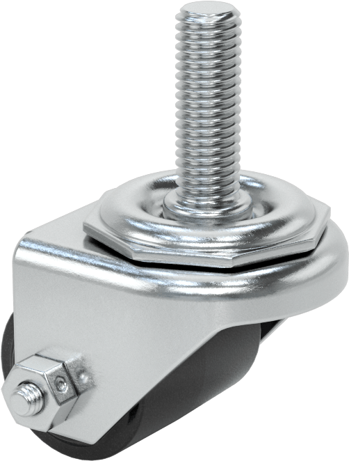 Dişli Saplı Döner Tekerlek, Düşük Profil, 1/2"-13, 1-7/16" Çaplı Polipropilen Tekerlek, 1,5" Uzunluk