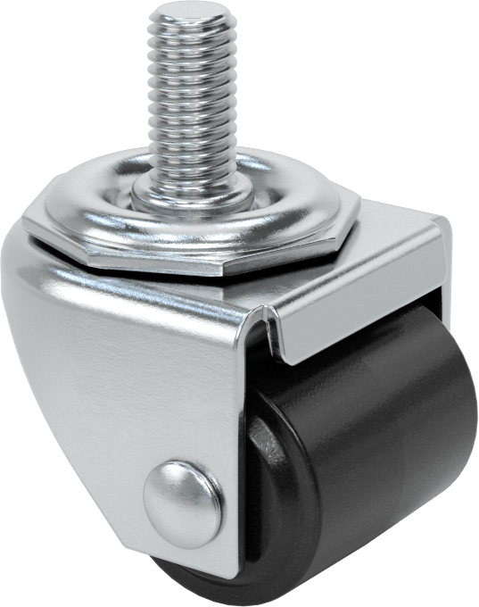 Dişli Saplı Döner Tekerlek, Düşük Profil, 1/2"-13, 1-7/16" Çaplı Polipropilen Tekerlek, 1" Uzunluk