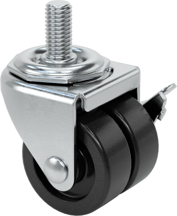 Dişli Saplı Döner Tekerlek, Fren, 1/2"-13, İki adet 2“ x 13/16” Polipropilen Tekerlek