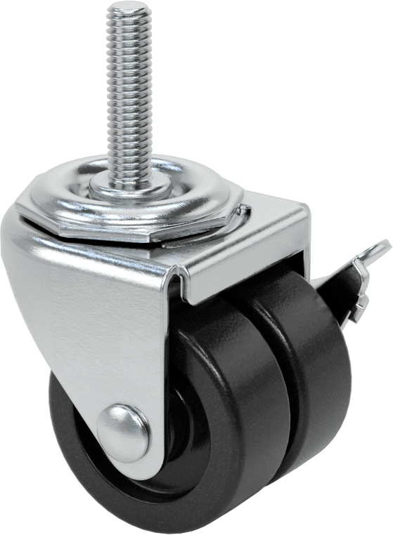 Dişli Saplı Döner Tekerlek, Frenli, 3/8“-16 Dişli ve 2” Çaplı Polipropilen Tekerlek