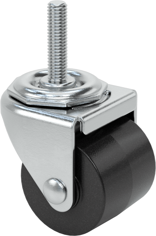 Dişli Saplı Döner Tekerlek, Düşük Profil, 3/8"-16 Diş, 2 inç x 1-13/16 inç Polipropilen Tekerlekler
