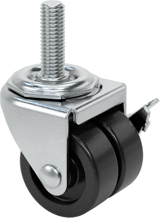 Dişli Saplı Döner Tekerlek, Frenli, 1/2“-13 Diş ve 2” Çaplı Polipropilen Tekerlek