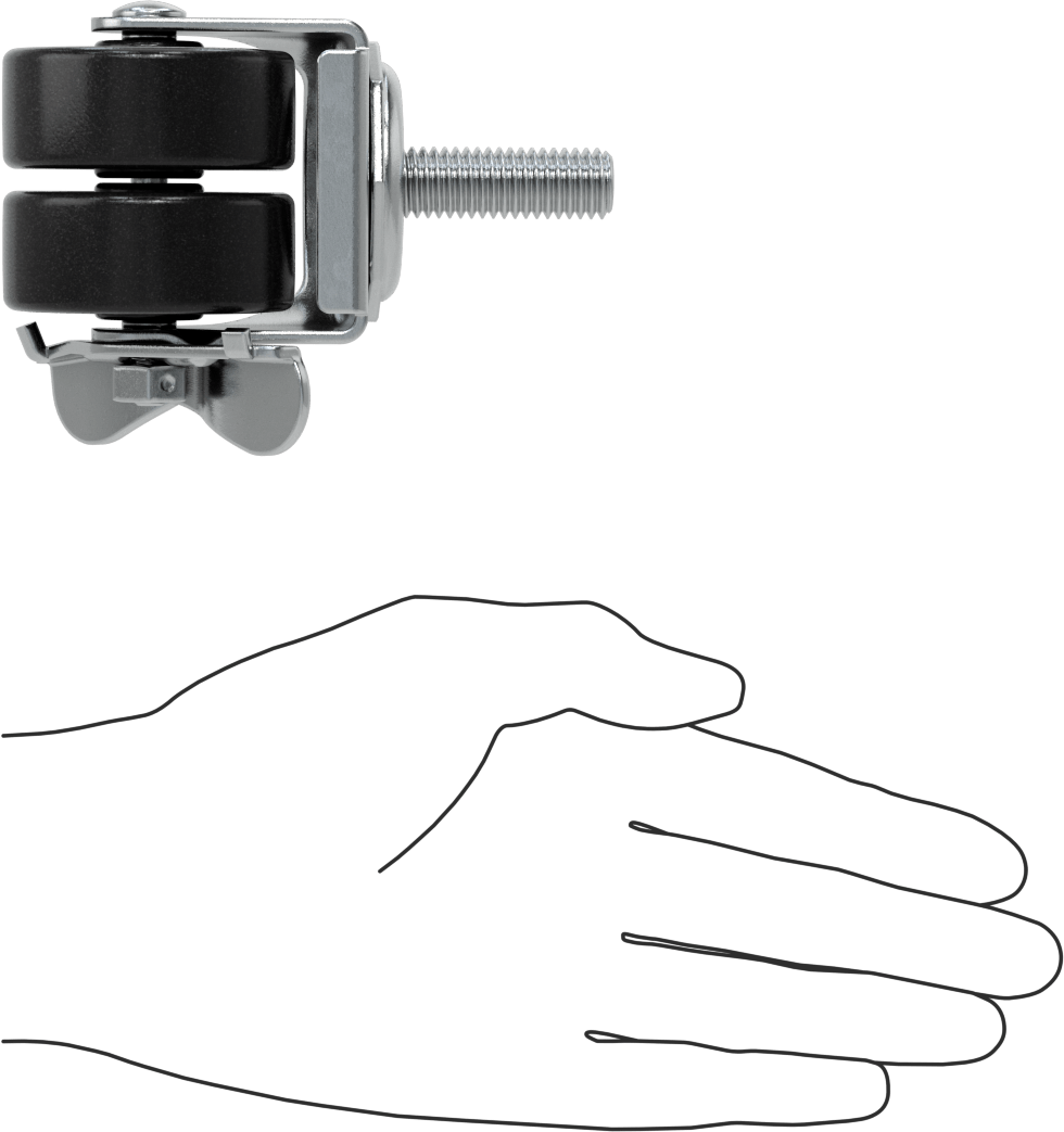 Dişli Saplı Döner Tekerlek, Frenli, 1/2“-13 Diş ve 2” Çaplı Polipropilen Tekerlek