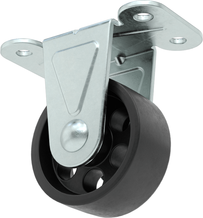 3“ x 1-3/4” Plakalı Mighty-Lite Tekerlek, 2" Çapında Demir Tekerlekli Sert