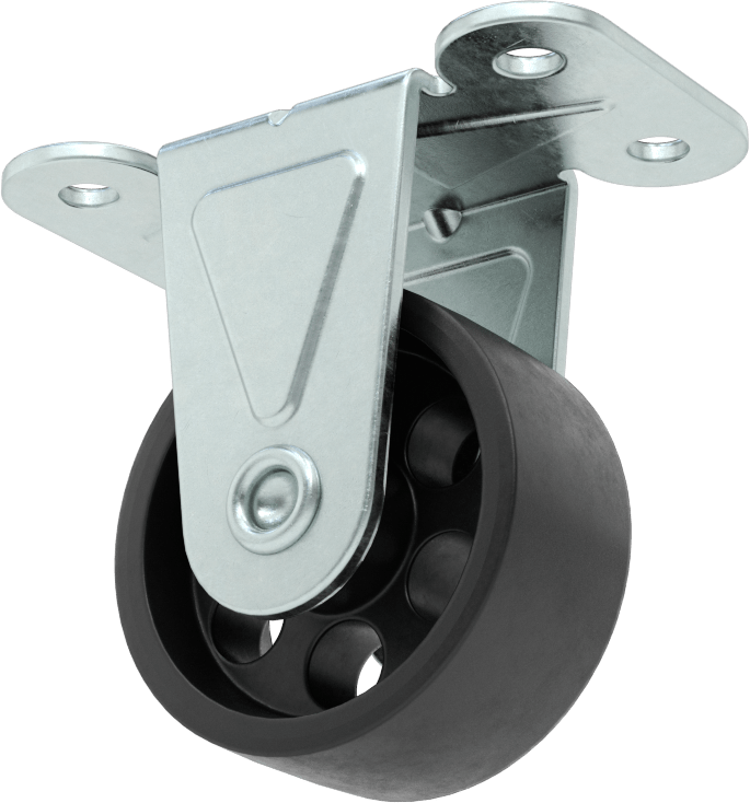 3“ x 1-3/4” Plakalı Mighty-Lite Tekerlek, 2" Çapında Demir Tekerlekli Sert