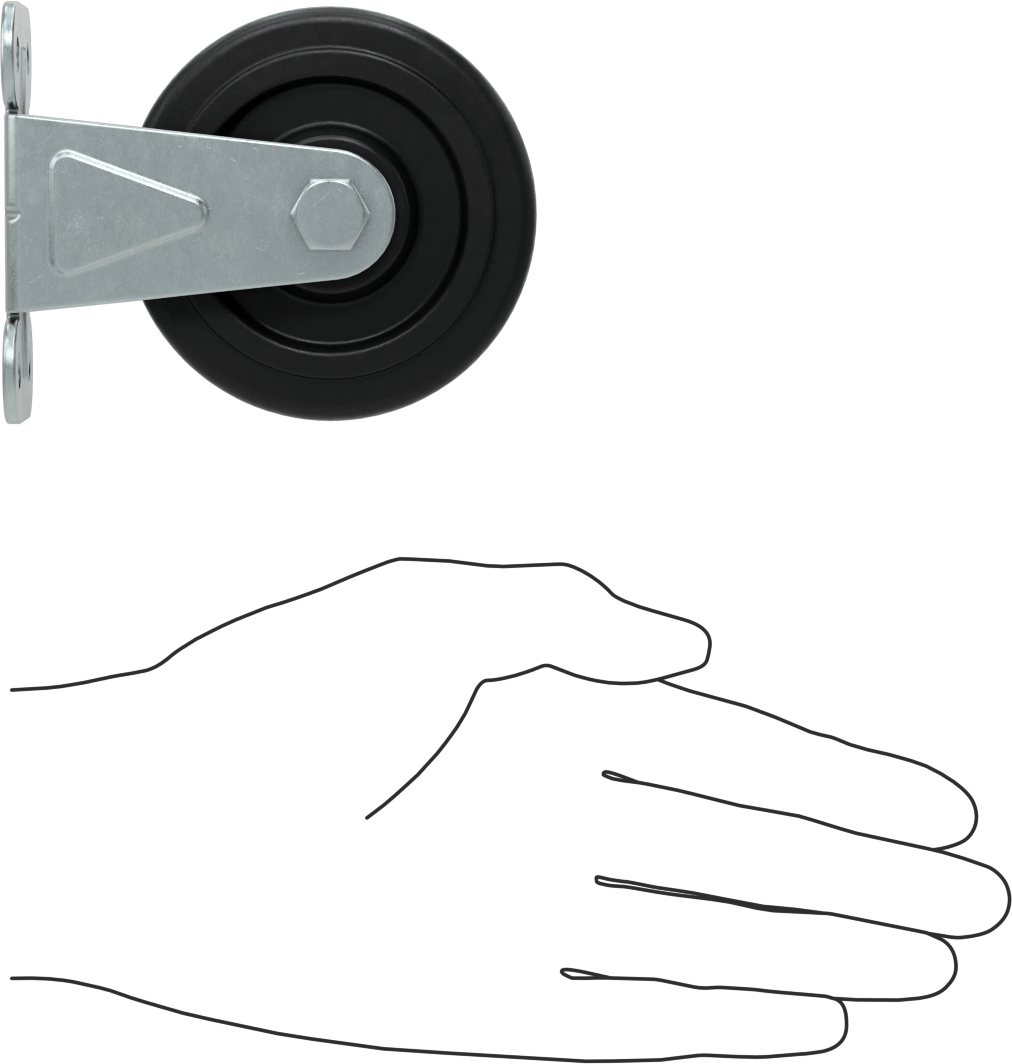 3“ x 1-3/4” Plakalı Mighty-Lite Tekerlek, 3 inç Çapında 70A Durometreli Kauçuk Tekerlekli Sert