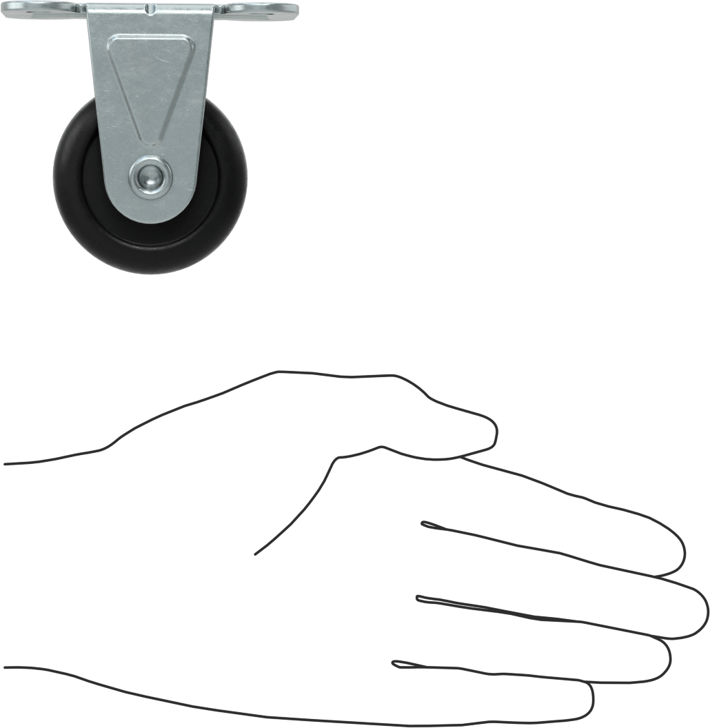 3“ x 1-3/4” Plakalı Mighty-Lite Tekerlek, 2" Çapında 90A Durometre Kauçuk Tekerlekli Sert