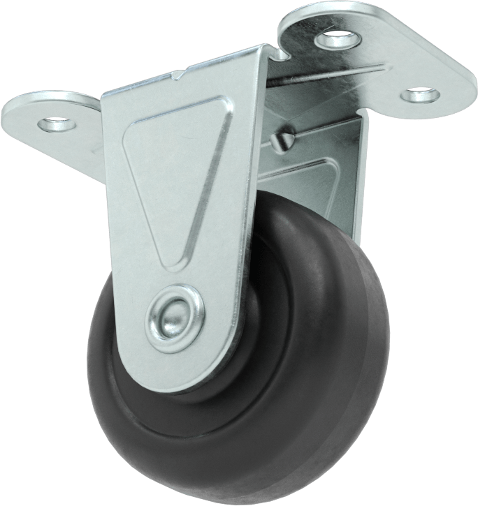 3“ x 1-3/4” Plakalı Mighty-Lite Tekerlek, 2" Çapında 90A Durometre Kauçuk Tekerlekli Sert
