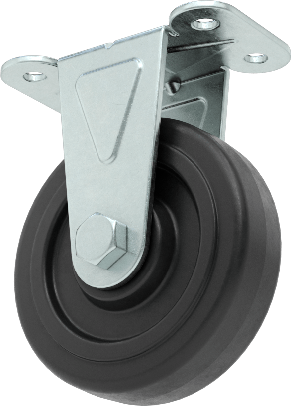 3“ x 1-3/4” Plakalı Mighty-Lite Tekerlek, 3" Çaplı 90A Durometre Kauçuk Tekerlekli Sert
