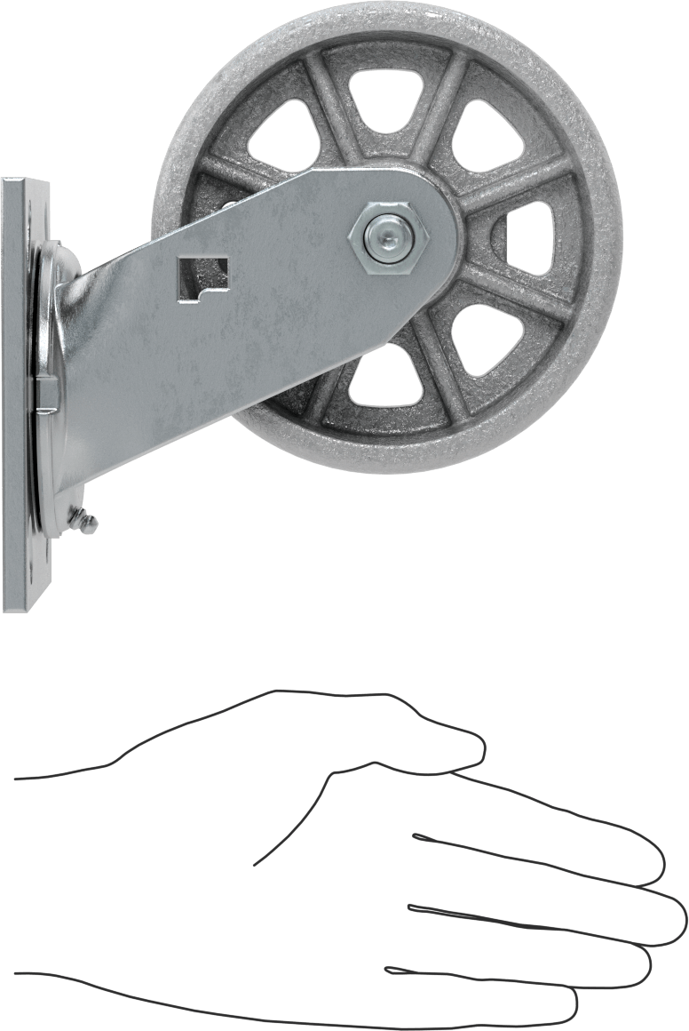 4-1/2“ x 4” Plakalı Yüksek Kapasiteli Spartan Tekerlek, 5" Çapında Açık Rulmanlı Metal Tekerlekli Döner Tekerlek