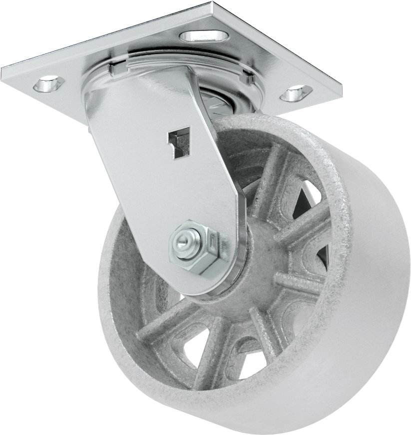 4-1/2“ x 4” Plakalı Yüksek Kapasiteli Spartan Tekerlek, 5" Çapında Açık Rulmanlı Metal Tekerlekli Döner Tekerlek