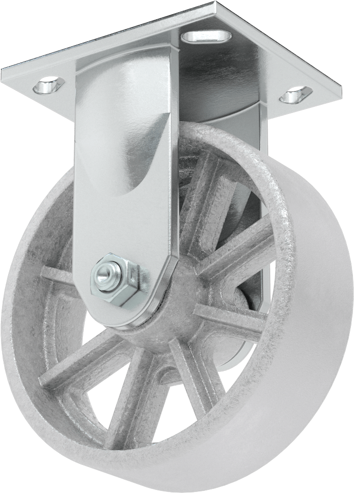 4-1/2“ x 4” Plakalı Yüksek Kapasiteli Spartan Tekerlek, 6 inç Çapında Açık Rulmanlı Metal Tekerlekli Sert