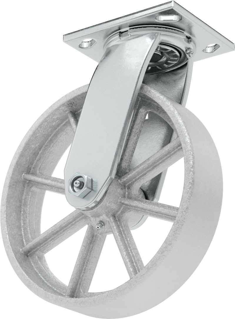 4-1/2“ x 4” Plakalı Yüksek Kapasiteli Spartan Tekerlek, 8 inç Çapında Açık Rulmanlı Metal Tekerlekli Döner Tekerlekli Sandalye