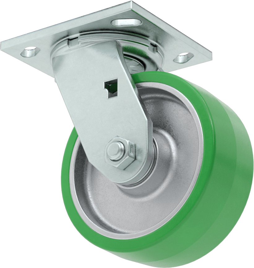 4-1/2“ x 4” Plakalı Yüksek Kapasiteli Spartan Tekerlek, 5“ Çap x 2” Genişlik Açık Rulmanlı Poliüretan Tekerlekli Döner Tekerlek