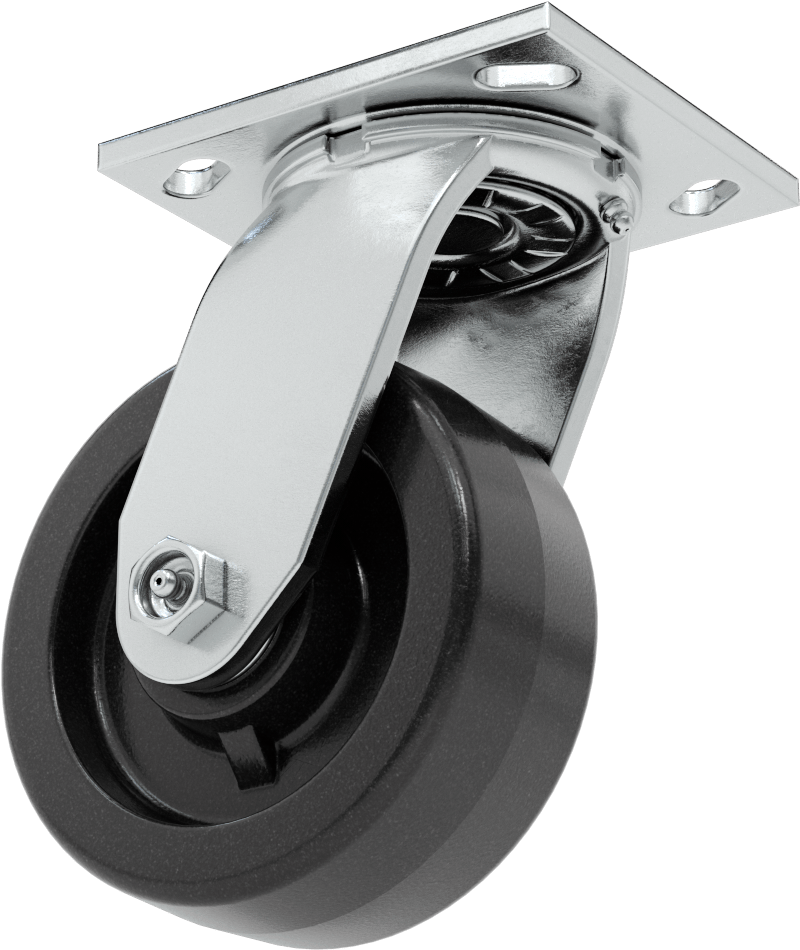 4-1/2“ x 4” Plakalı Yüksek Kapasiteli Spartan Tekerlek, 5 inç Çapında Açık Rulmanlı Fenolik Tekerlekli Döner Tekerlek