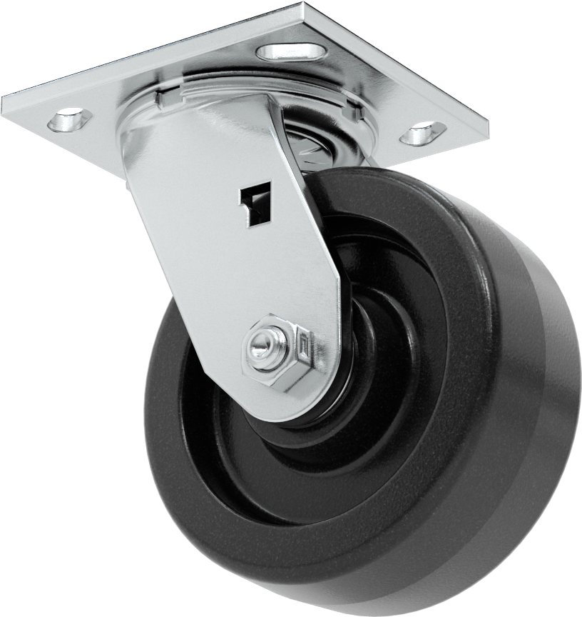 4-1/2“ x 4” Plakalı Yüksek Kapasiteli Spartan Tekerlek, 5 inç Çapında Açık Rulmanlı Fenolik Tekerlekli Döner Tekerlek