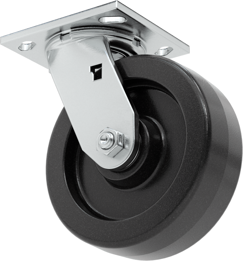 4-1/2“ x 4” Plakalı Yüksek Kapasiteli Spartan Tekerlek, 6 inç Çapında Açık Rulmanlı Fenolik Tekerlekli Döner Ayak