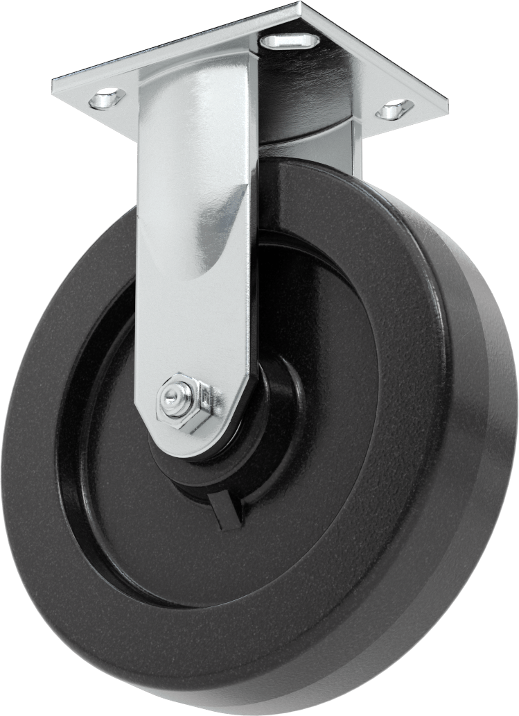 4-1/2“ x 4” Plakalı Yüksek Kapasiteli Spartan Tekerlek, 8 inç Çapında Açık Rulmanlı Fenolik Tekerlekli Sabit