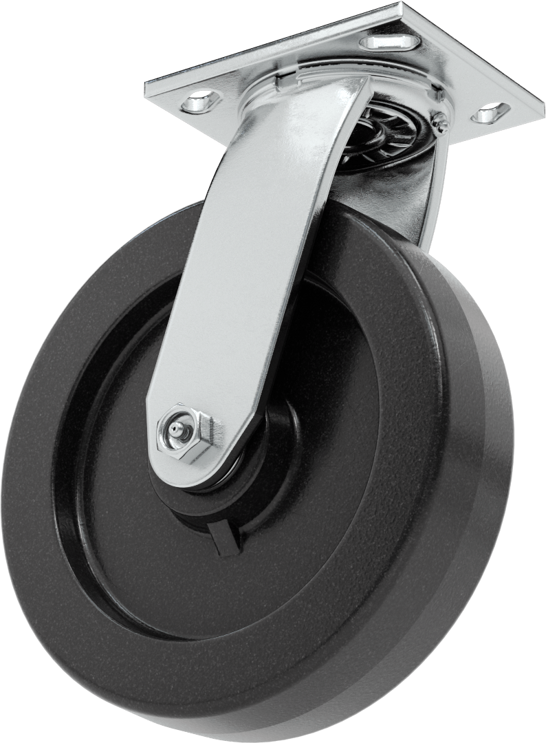 4-1/2“ x 4” Plakalı Yüksek Kapasiteli Spartan Tekerlek, 8 inç Çaplı Açık Rulmanlı Fenolik Tekerlekli Döner Tekerlek
