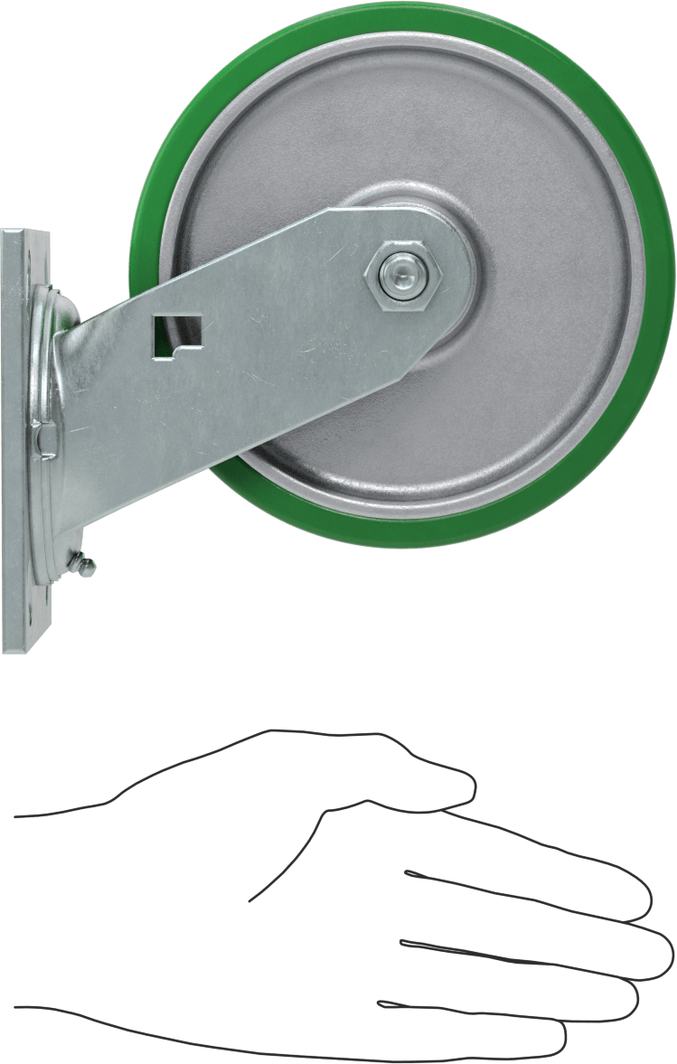 4-1/2“ x 4” Plakalı Yüksek Kapasiteli Spartan Tekerlek, 6" Çaplı Korumalı Rulmanlı Poliüretan Tekerlekli Döner Tekerlek
