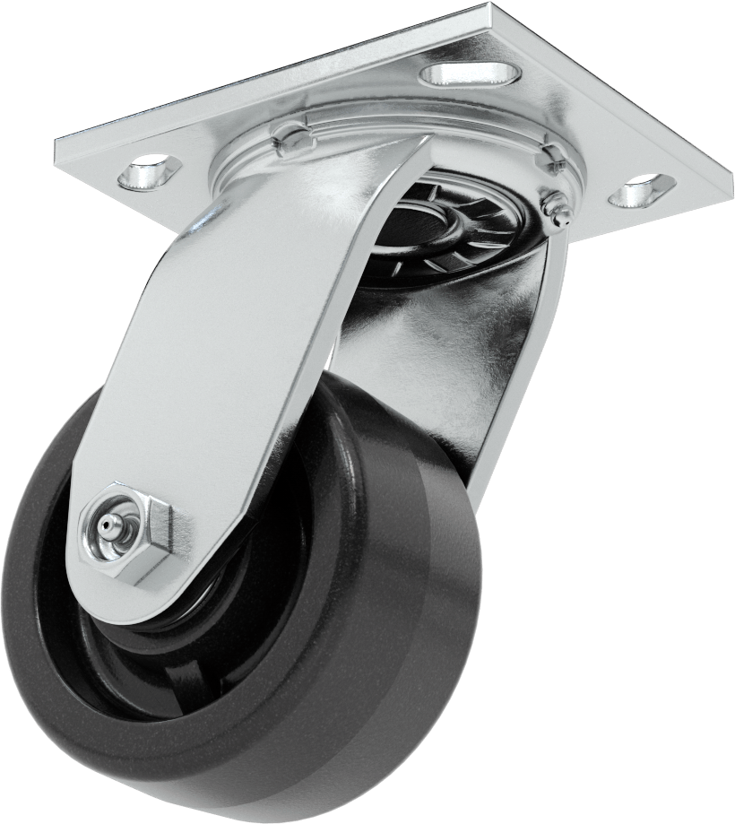 4-1/2“ x 4” Plakalı Yüksek Kapasiteli Spartan Tekerlek, Koruyuculu Rulmanlı 4" Çaplı Fenolik Tekerlekli Döner