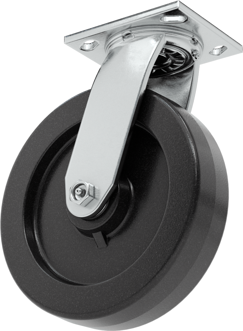 4-1/2“ x 4” Plakalı Yüksek Kapasiteli Spartan Tekerlek, 8" Çapında Korumalı Rulmanlı Fenolik Tekerlekli Döner