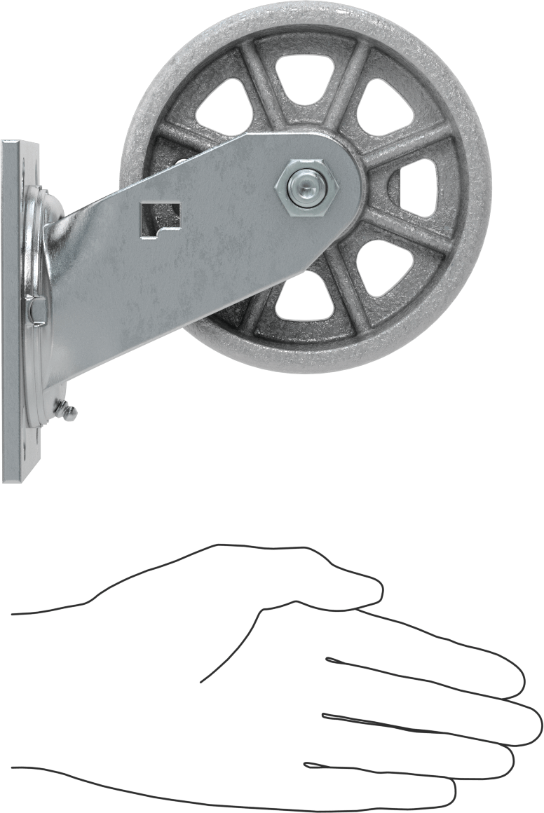 4-1/2“ x 4” Plakalı Yüksek Kapasiteli Spartan Tekerlek, 5" Çaplı Korumalı Rulmanlı Metal Tekerlekli Döner Tekerlek