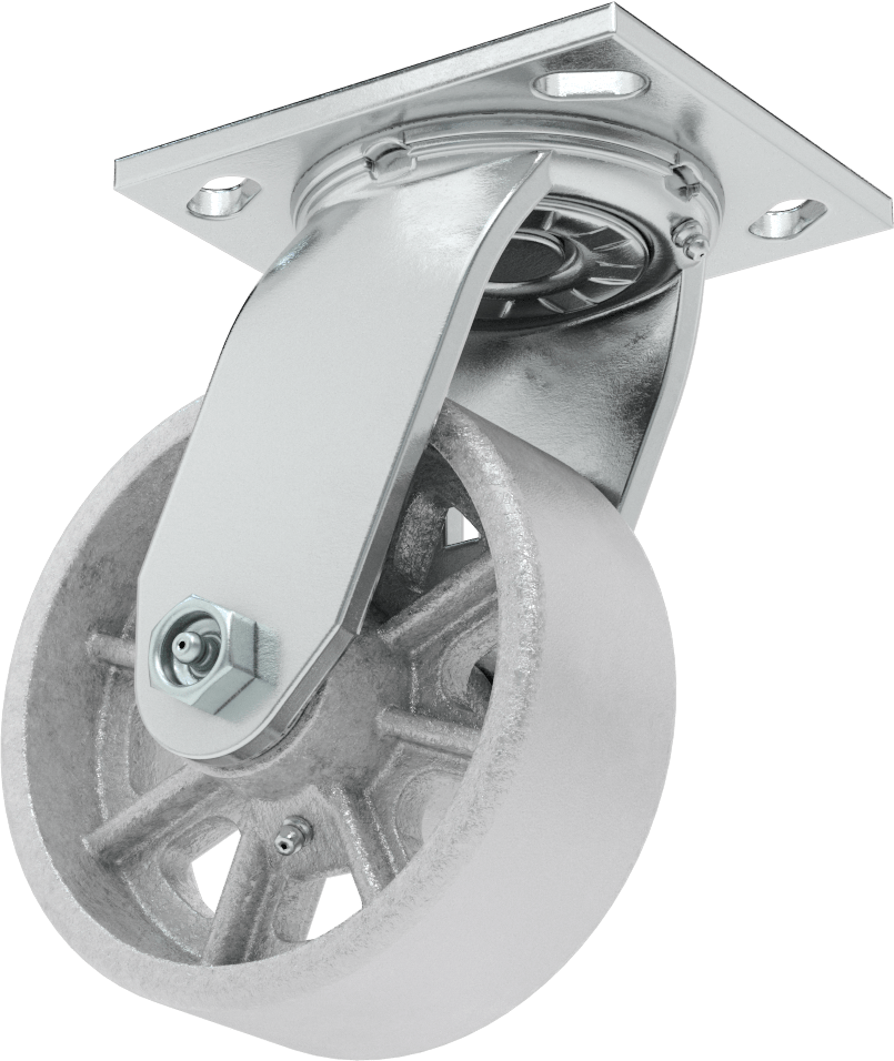 4-1/2“ x 4” Plakalı Yüksek Kapasiteli Spartan Tekerlek, 5" Çaplı Korumalı Rulmanlı Metal Tekerlekli Döner Tekerlek