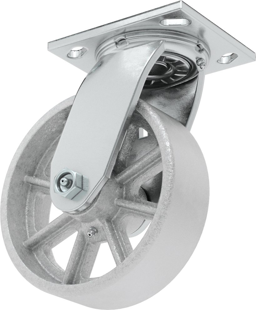 4-1/2“ x 4” Plakalı Yüksek Kapasiteli Spartan Tekerlek, 6 inç Çapında Korumalı Yataklı Metal Tekerlekli Döner Ayak